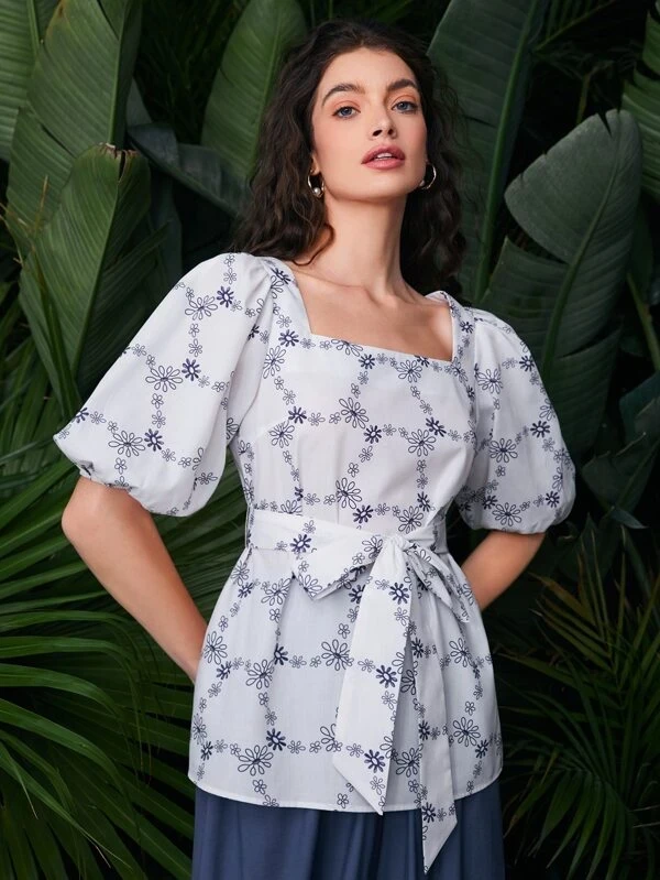 بلايز بحزام بتصميم بوهيمي